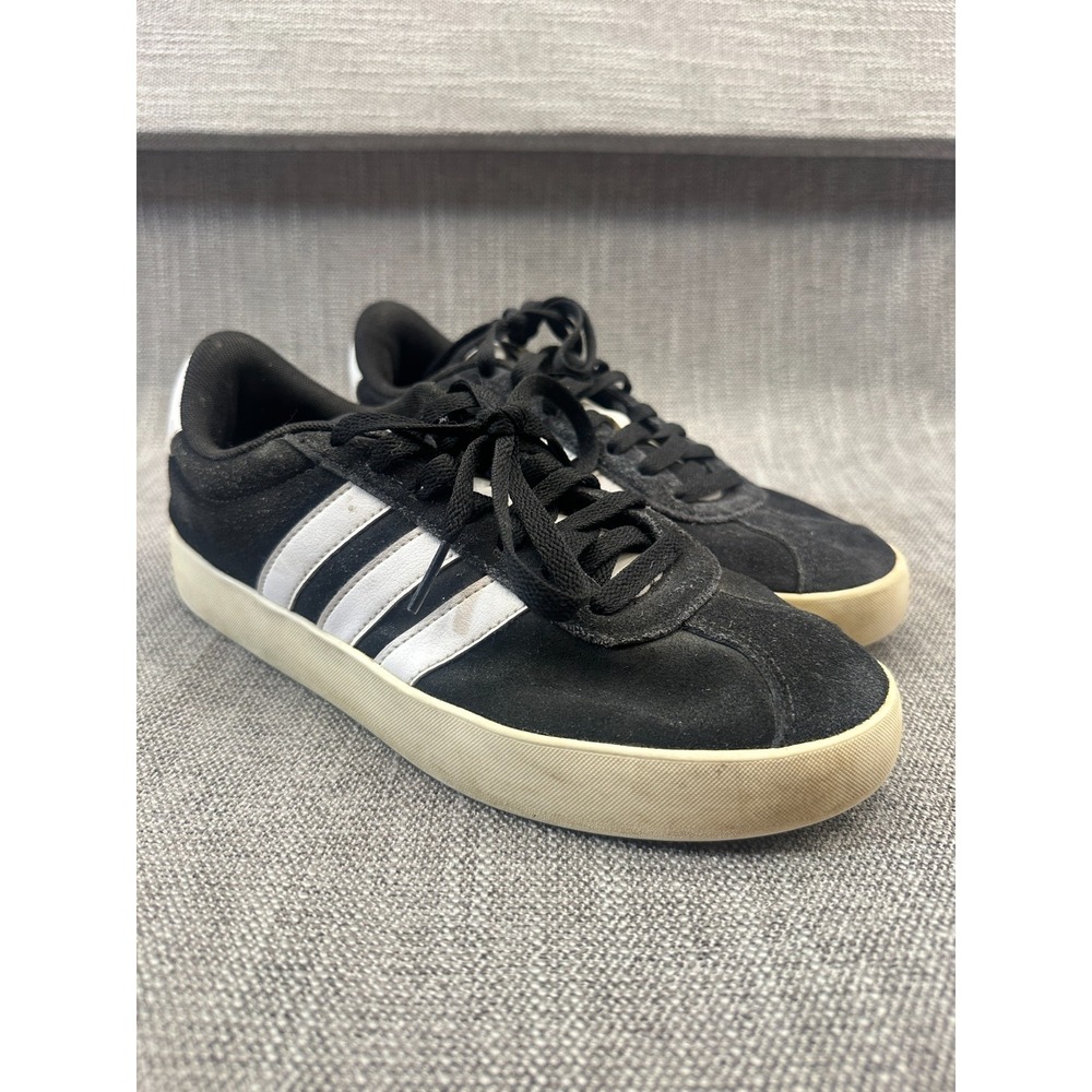 Adidas VL Court 3.0 ID6279 Womens 8 Sneaker Black White Suede Lace Up Shoes